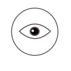 Graphic symbol of an eye in a circle